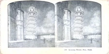 Antique Stereoview Card Leaning Tower Pisa Fairmount Park Philadelphia