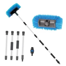 72" Long Handle Car Wash Brush with Hose Attachment, Flow-Through Soft Bristle 