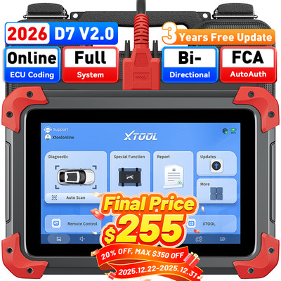 2026 XTOOL D7 V2.0 Full System Diagnostic Bi-Directional Scanner Key Programmer