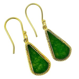 Authentic 18K Gold Plated Dragon Vein Agate Earrings Jewelry TE01057