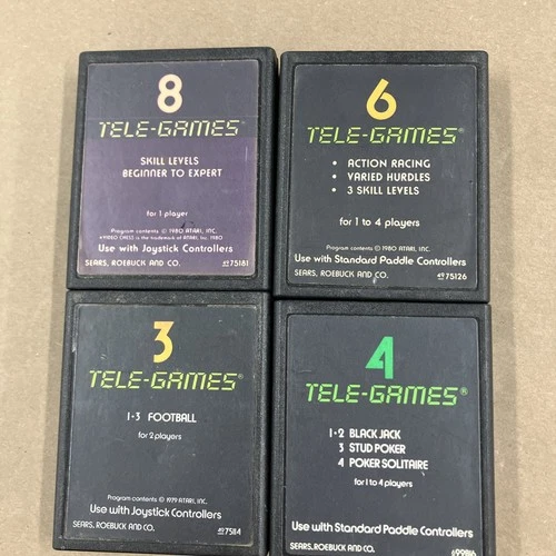 4 Vintage Atari Games #3 4 6 & 8 In The Tele-games Series. Atari 2600 Games