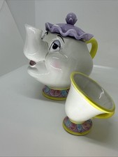 Beauty and the Beast Mrs. Potts Tea Pot And Chip Teacup Set 5  Tall Ceramic Rare