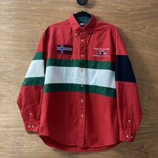 Vintage Tommy Hilfiger Men's Size Medium Patch Button Up Shirt 100 Cotton