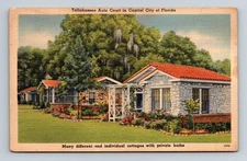 Vintage Tallahassee Auto Court Linen Postcard Florida Cottages