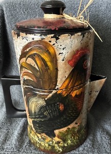 Sears  4-Cup Pour Over Aluminum Coffee Pot Mid-Century For Decorations. Rooster