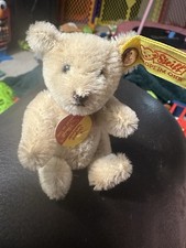 Vintage Steiff Mini 3.5" Teddy Bear 0212/10 Tan Beige Jointed Original Tags