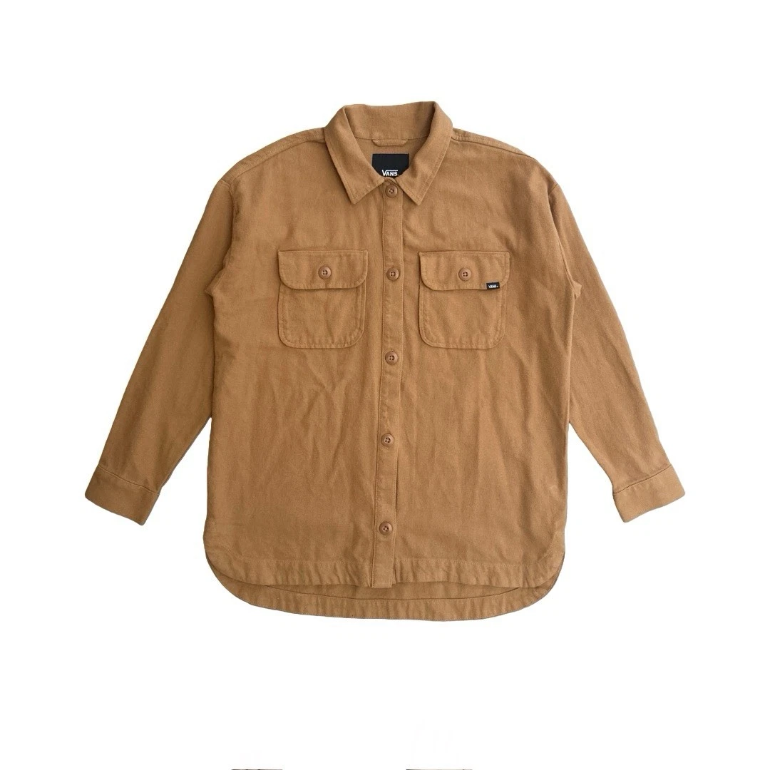 Vans Brown Canvas Overshirt Shacket Button Front Utility Jacket Unisex Size XS