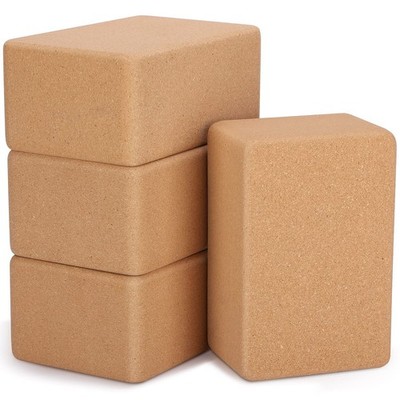 Leitee 4 Pcs Cork Yoga Blocks 9 x 6 x 4 Inch Cork Yoga Brick Non Slip Support...