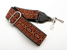 Vintage Geometric Tapestry Camera strap 36" jacquard, red orange brown black