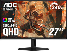 27" QD OLED Gaming Monitor, QHD 2560X1440, 240Hz, 0.03Ms Gtg, G-SYNC Compatible,
