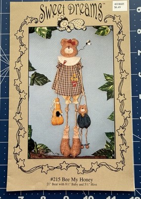 Sweet Dreams Bee My Honey 21  Bear, 8.5  Baby & 5.5  Hive Craft Doll Pattern UC