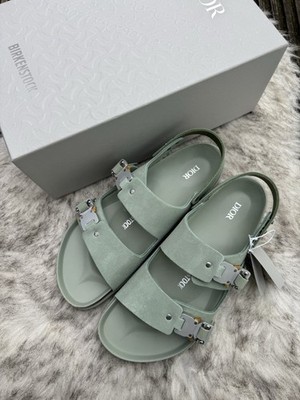 Dior x Birkenstock Milano Sandalen | Grün | Größe UK11 US12 EU45 Wildleder Christian