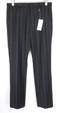 RICHMOND X Men Trousers 48 Straight Checked Zip-Fly Virgin Wool Chino Style