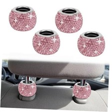 4 Pcs Car Headrest Collars, Bling Head Rest Collars Rings Decoration, Pink