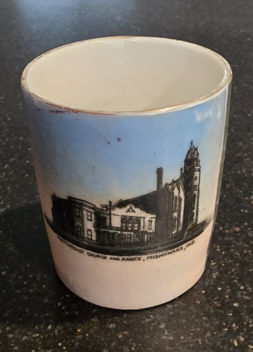Antique Souvenir Cup, Methodist Church & Annex, Mishawaka, Indiana