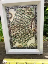 Miniature Mixed Media Painting Signed Candyce Brokaw – Glitter, Outsider Art