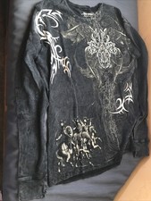 Vtg Y2K Brad Butter AOP Sleeve Thermal Jeweled gray Shirt Size L NEW USA MADE