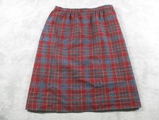 Vintage Pendleton Skirt Womens Red Tartan Plaid Wool Midi Pockets Made USA