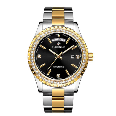3D Diamond Luxury Gold Automatic Men s Watch Stainless Steel Waterproof