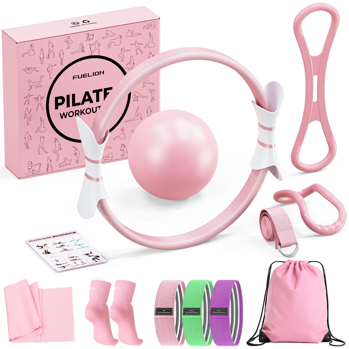 Stylel Star Home Pilates Kit Women Equipment Ring Resistance Bands Ball Yoga Exercise Portable - View #6