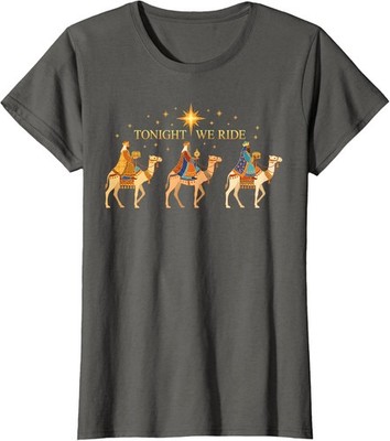 Xmas Nativity Three Wise Men Tonight We Ride Design Ladies' Crewneck T-Shirt