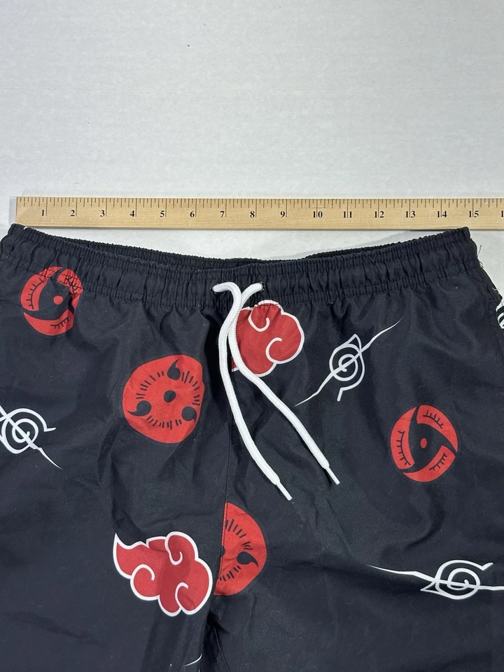 Naruto Shippuden Akatsuki Cloud Sharingan Swim Trunks Shorts Men’s M Black Red  - Image 3 of 4