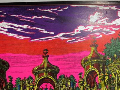 THE GARDEN VINTAGE 1970 BLACKLIGHT POSTER SUNSET MARKETING By Dick