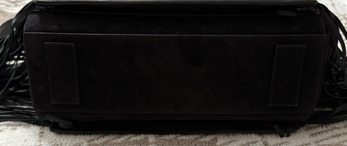 Balmain Black Suede Shoulder Bag with Fringe - Picture 4 of 5