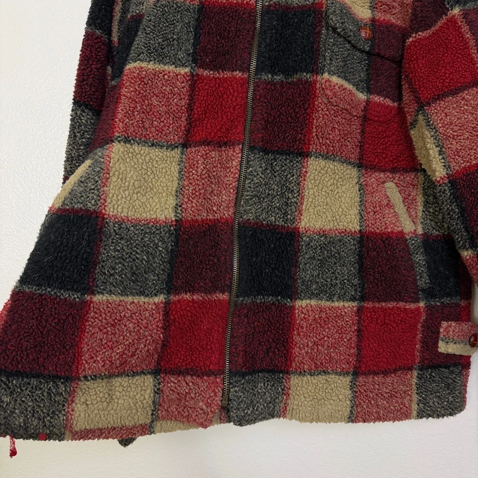 Chaqueta polar de colección Tasha Polizzi TP Saddleblanket para mujer M roja a cuadros suroeste Foto 4 de 4