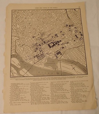 1935 Black & White Washington DC City Street Map Rand McNally 9.25 x 9.5