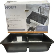 Moen Granite Double Bowl Dual Mount Sink Black Open Box