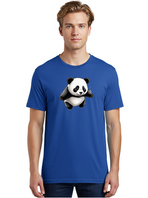Panda-Illustration Mens Graphic Tee, 100% Cotton, Casual Summer Wear
