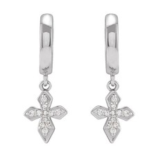Cross Dangle Hoop Earrings With 925 Sterling Silver Jewelry For Her