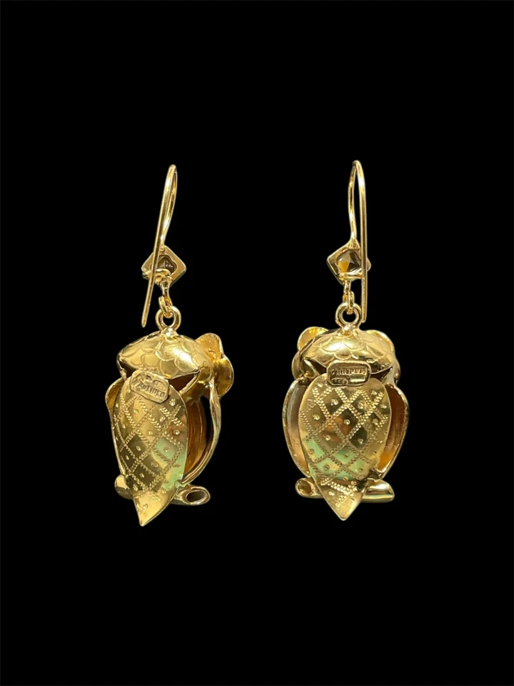 Orecchini Gufi con turchese Agata e citrino giallo - Immagine 3 di 4