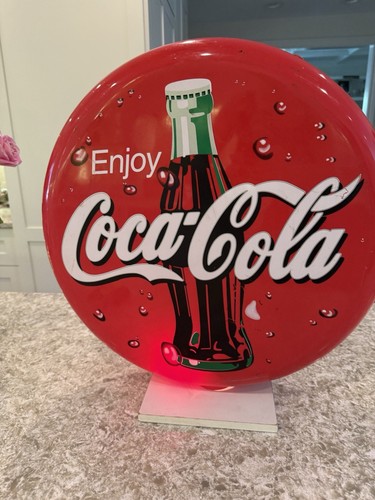 Coke Vtg Light Up Sign On Stand As Is Advertising Plastic Round - Picture 3 of 22