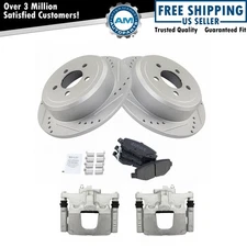 Rear Brake Calipers Pads Drilled Rotors Fits Dodge Nitro Jeep Liberty Wrangler