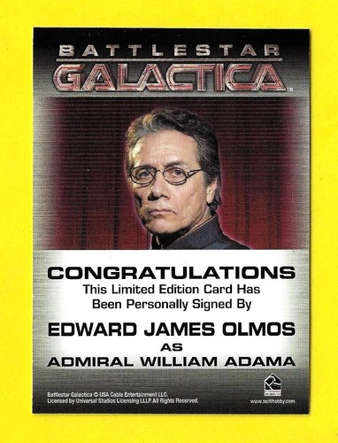 2009 Battlestar Galactica Stagione 4 Autografo Edward James Olmos nel ruolo di Ammiraglio Adama - Foto 2 di 3