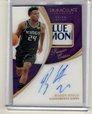 2018-19 Immaculate Buddy Hield Premium Blue Almond Tag Game Used Patch Auto /20