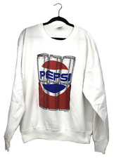 Vtg Pepsi Stack of Cans Logo Sweatshirt Red White Blue Sz XL 1990s