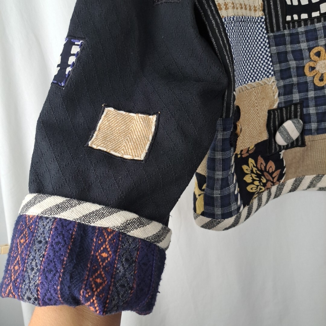 Vtg Stonebridge Petite L Jacket Patchwork Button … - image 5