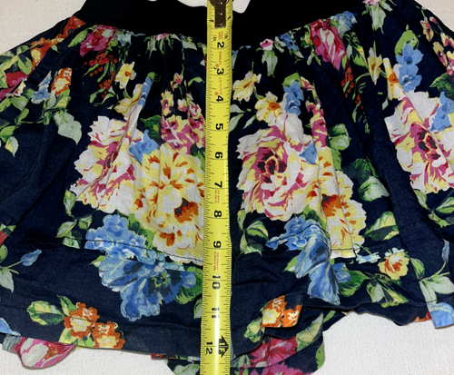 Abercrombie Kids GIRLS Navy Blue Floral Skirt Elastic Waist Lined Short SZ LARGE - Picture 6 of 6