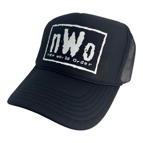 NEW WORLD ORDER NWO BLACK WHITE HAT 5 PANEL HIGH CROWN TRUCKER SNAPBACK TRENDY - Picture 2 of 5