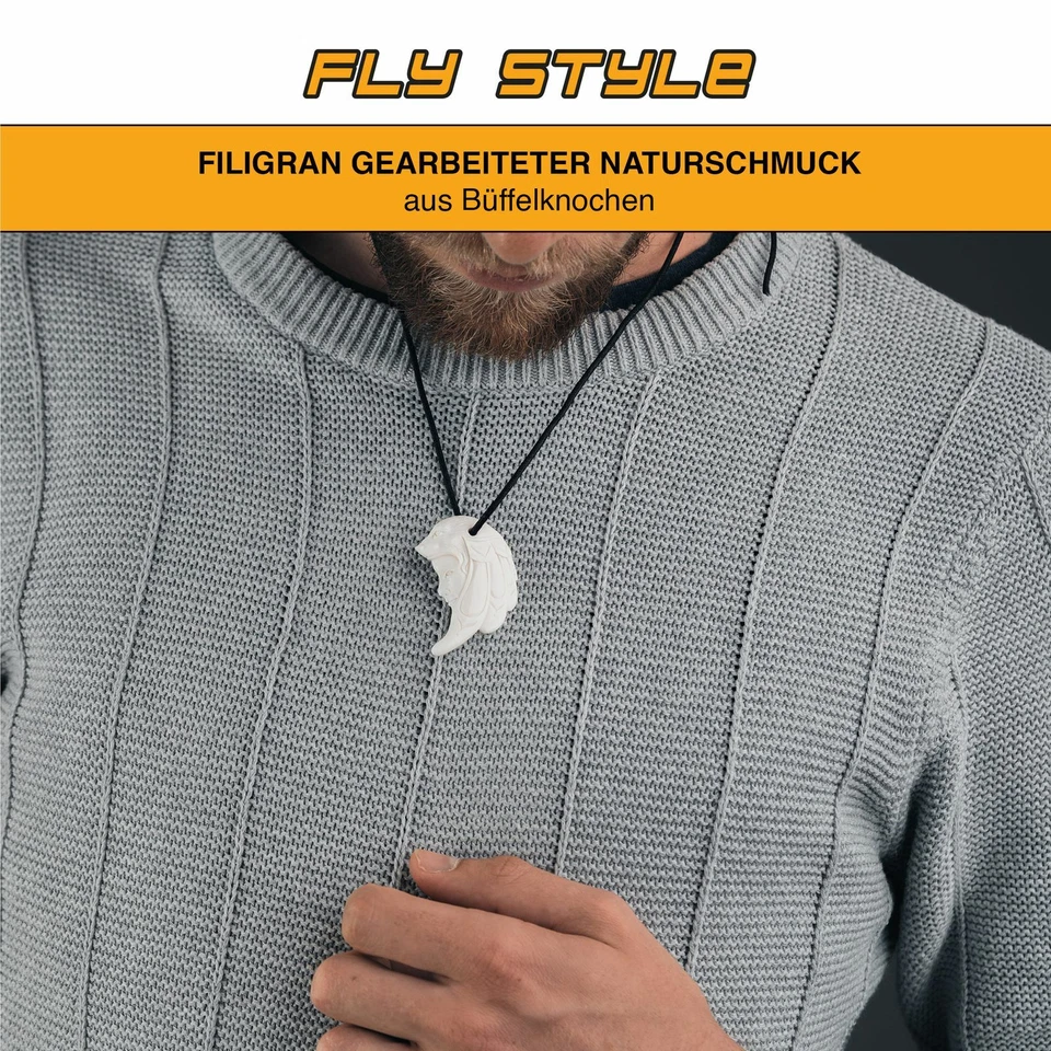 Anhänger Büffelknochen Kettenanhänger Wolf Amulett Indianer Schmuck Talisman - Bild 3 von 4