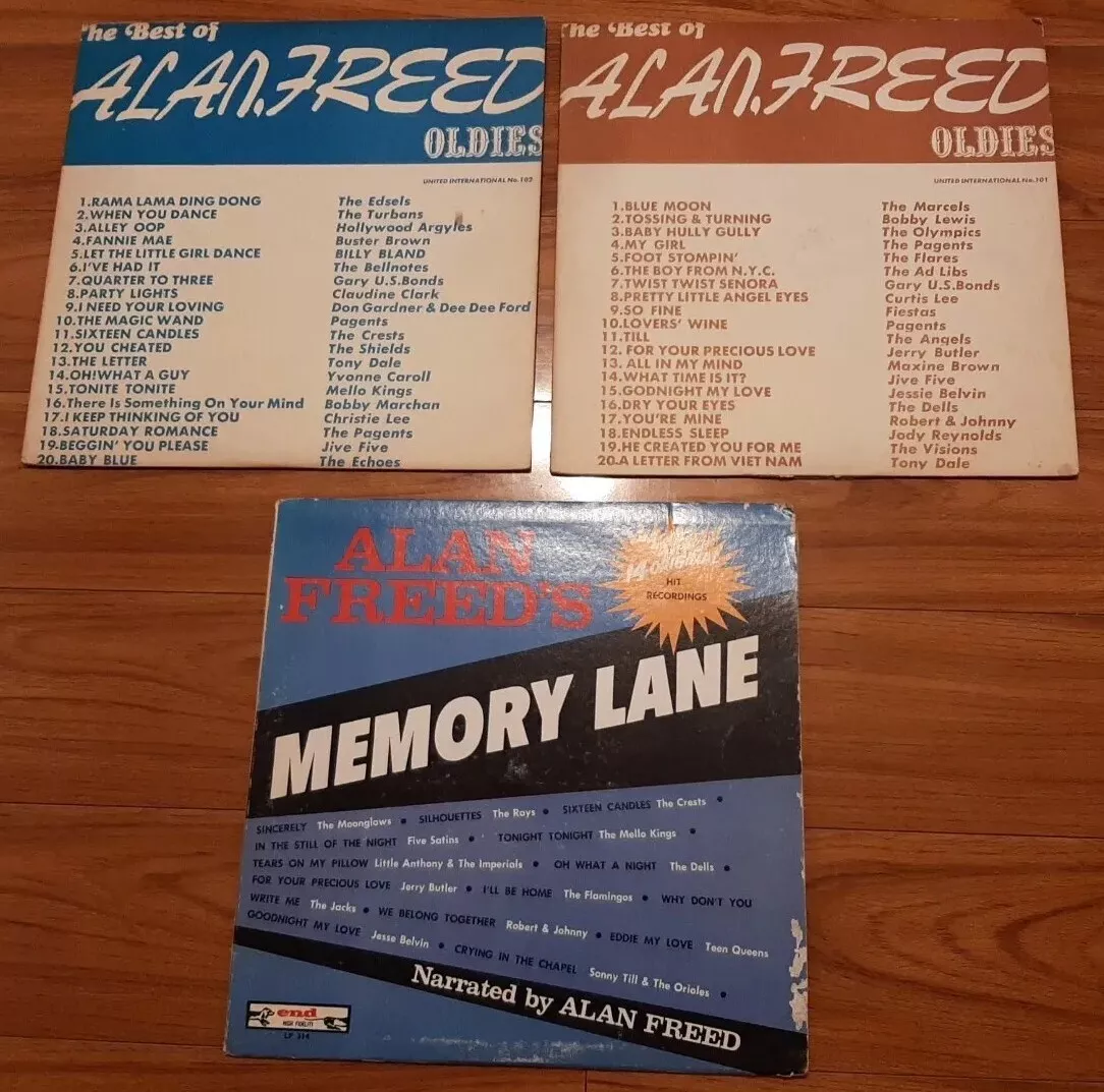 LOT of 3 Alan Freed LP Memory Lane, The Best of Oldies Vol 1, 2 vg