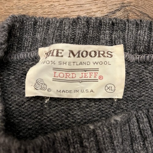 Vintage The Moors Lord Jeff Shetland Wool Striped Gray Sweater Men's XL USA Made - Picture 2 of 5