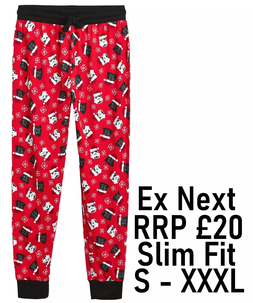 MENS CHRISTMAS PYJAMA BOTTOMS EX UK STORE S-3XL CUFFED JOGGER PJ PANT XMAS  NEW