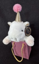 NWT FAO Schwarz White Pink Pony Birthday Party Hat Gift Bag Stuffed Plush Toy