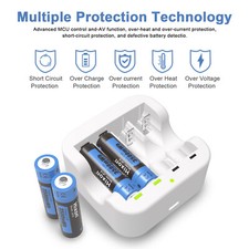 Rechargeable 1.5V AA Lithium Batteries 3500mWh Li-ion Batteries and Charger LOT