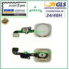 TASTO HOME CENTRALE IPHONE 6S BIANCO SILVER BUTTON FLAT FLEX APPLE 