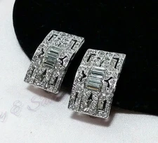 Vintage Silver Rhinestone KJL Kenneth Jay Lane  Runway Statement Earrings